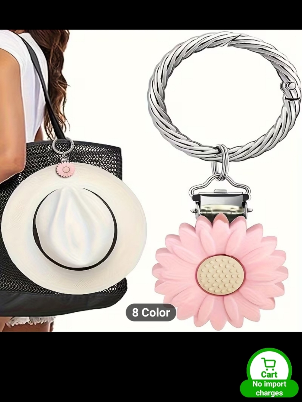 New Pink Daisy Hat Clip Charm Keyring #1193-237